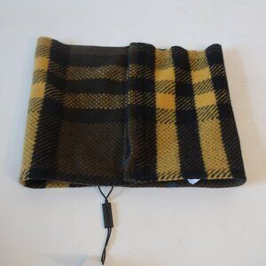 NWT Womens Burberry London Khaki Green Merino Wool Cashmere Plaid Neck Warmer OS